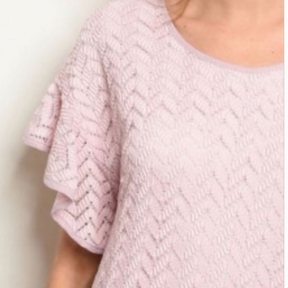 Women’s entro Crochet Short Sleeve Hi Lo Top in Tea Rose sz small - Picture 4 of 5